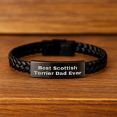 Funny Scottish Terrier Dog Gifts for Men from Best Dad Ever, Interlaced Leather Birthday Unique Wishes - Image 2